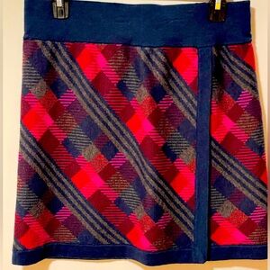 Title Nine Plaid A-Line Sweater Skirt -Fuchsia and Blue Women’s S